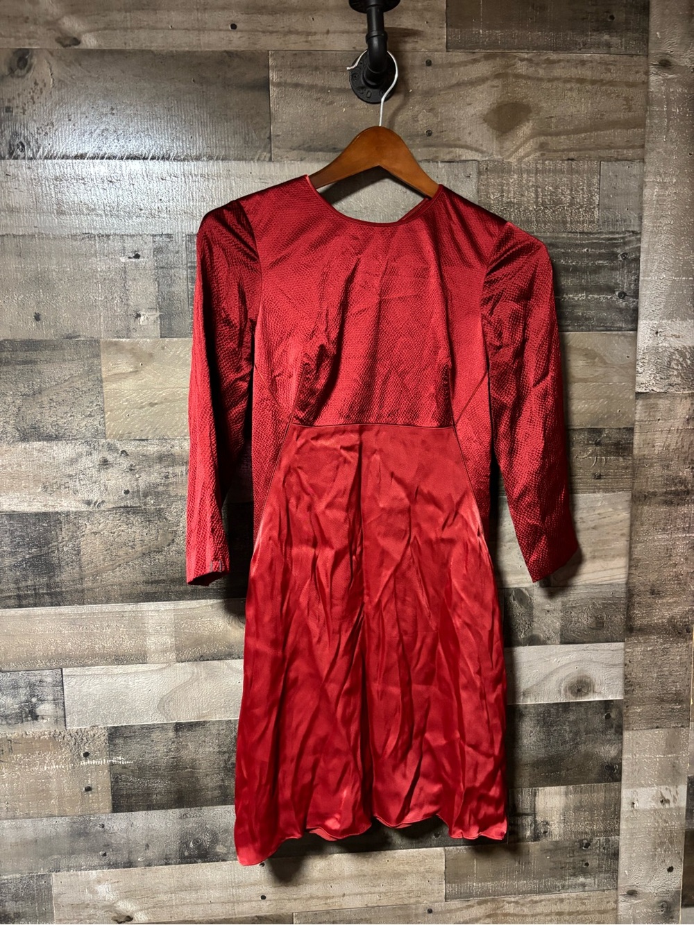 Jigsaw Iris Burgundy Long-Sleeve Silk Blend Tailored Dress 6